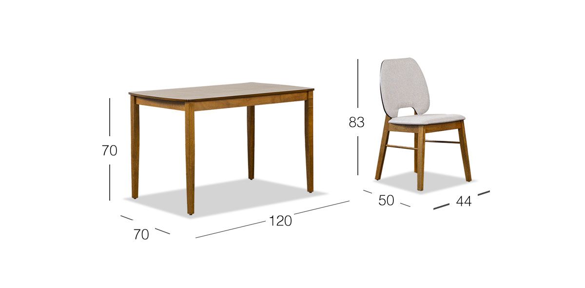Comedor 120 x 70 cm Loto Gris 5 Piezas