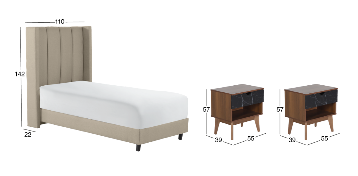 Recámara Individual Sander Beige con Burós Matisse