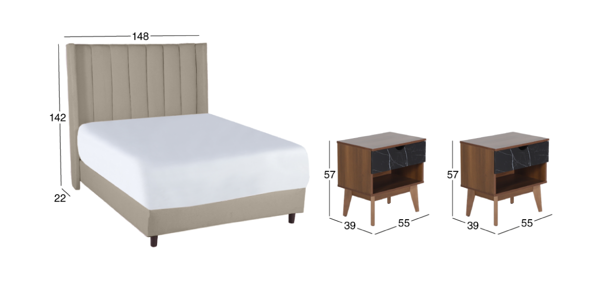 Recámara Matrimonial Sander Beige con Burós Matisse