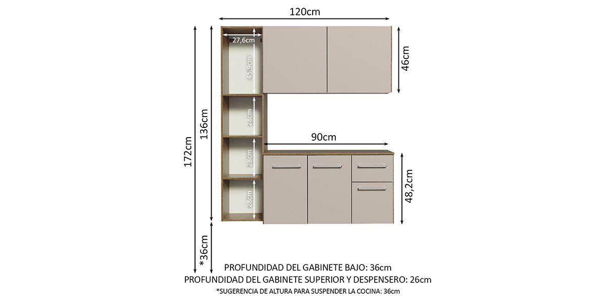 Cocina 120 cm Easy Beige