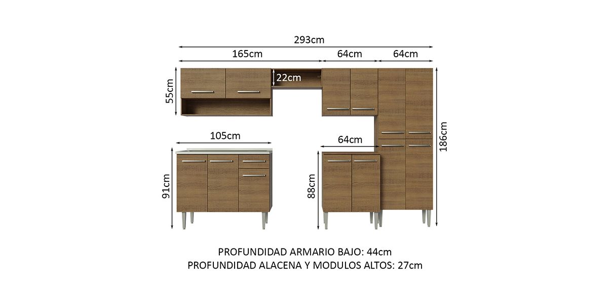 Cocina 293 cm Emilly Café