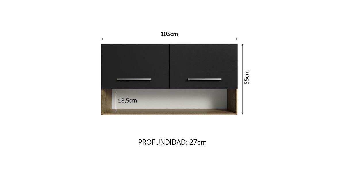 Gabinete Superior 105 cm Emilly Negro