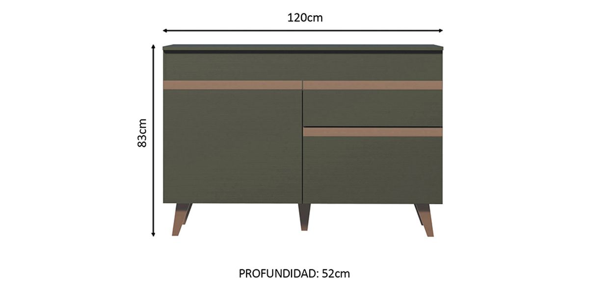 Gabinete Inferior 120 cm Reims Negro