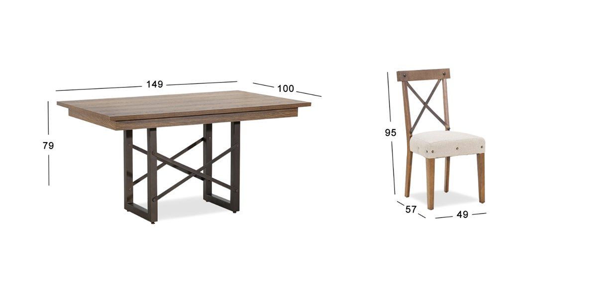 Comedor Barret Café con 6 Sillas Beige
