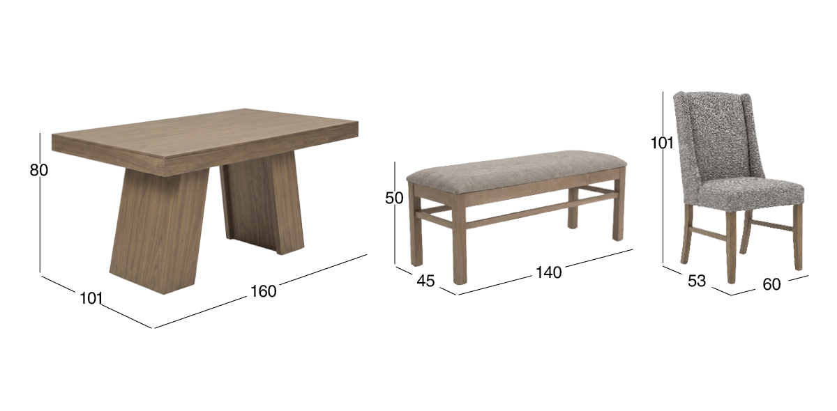 Comedor 160 x 100 cm España Hs Café 6 Piezas