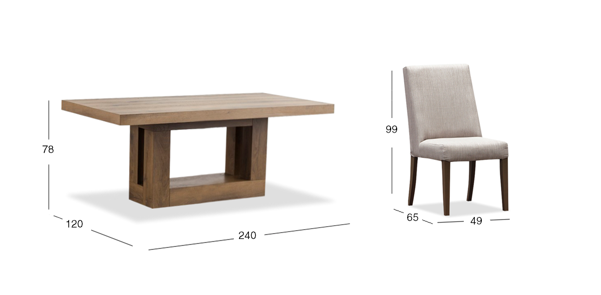 Comedor 240 cm Anka con 6 Sillas Beige