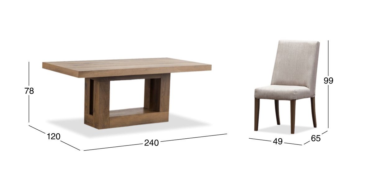 Comedor 240 cm Anka con 8 Sillas Beige