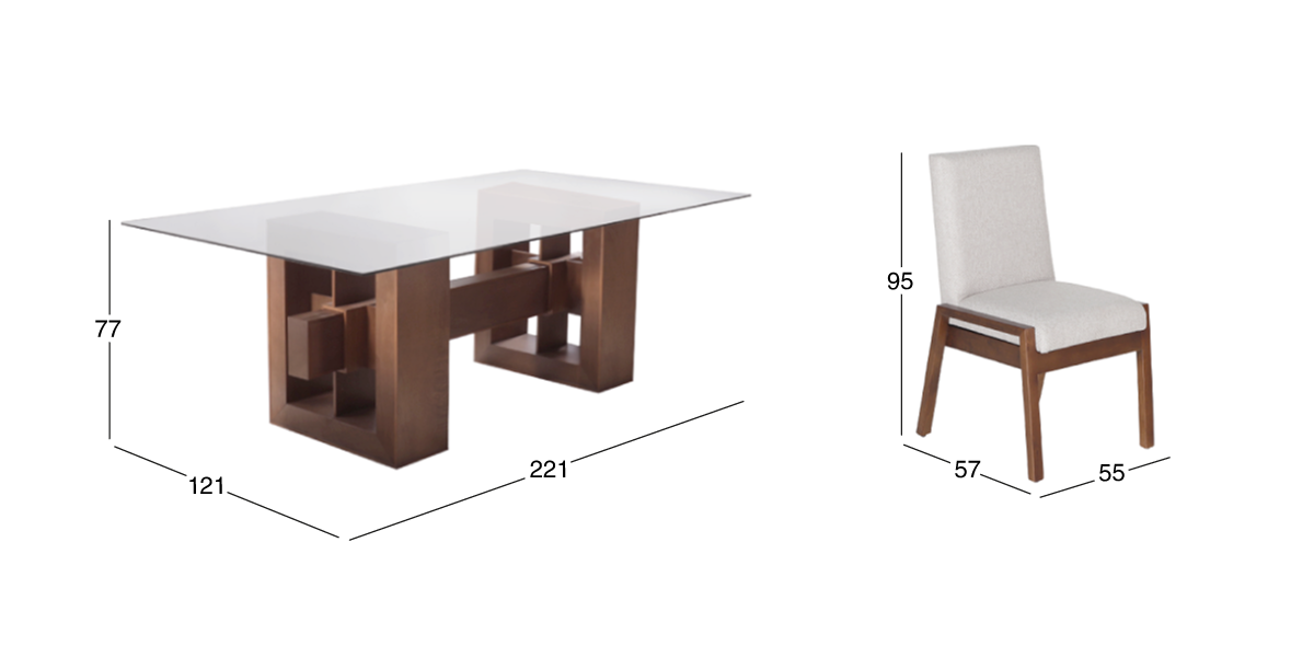Comedor Berlín con 6 Sillas Beige