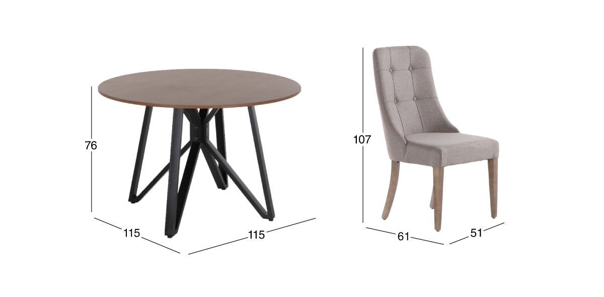 Comedor Hudson con 4 Sillas Atenea Café