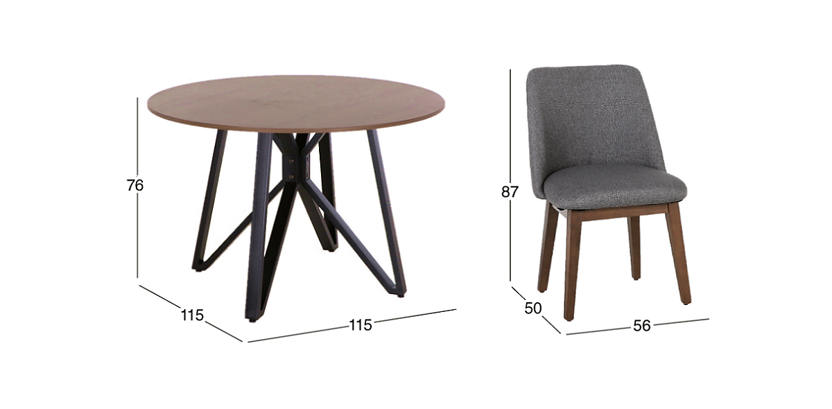 Comedor Hudson con 4 Sillas Olaf Gris