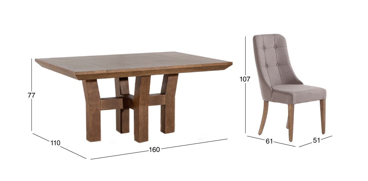 Comedor Kansas con 6 Sillas Atenea Café