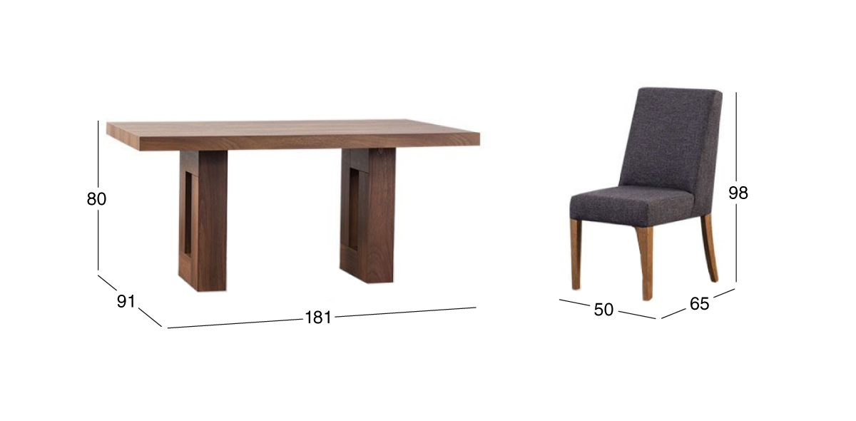Comedor Marbella Parota con 6 Sillas Gris Oxford