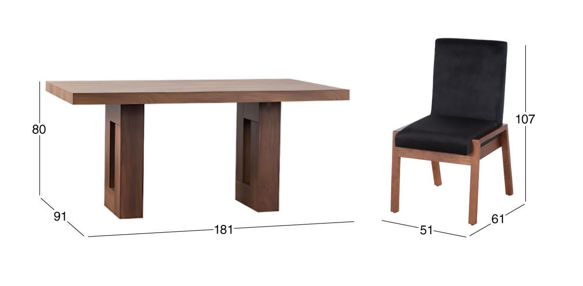 Comedor Marbella Parota con 4 Sillas Kansas Negro