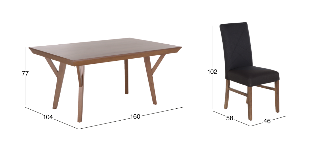 Comedor Matisse con 6 Sillas Gris