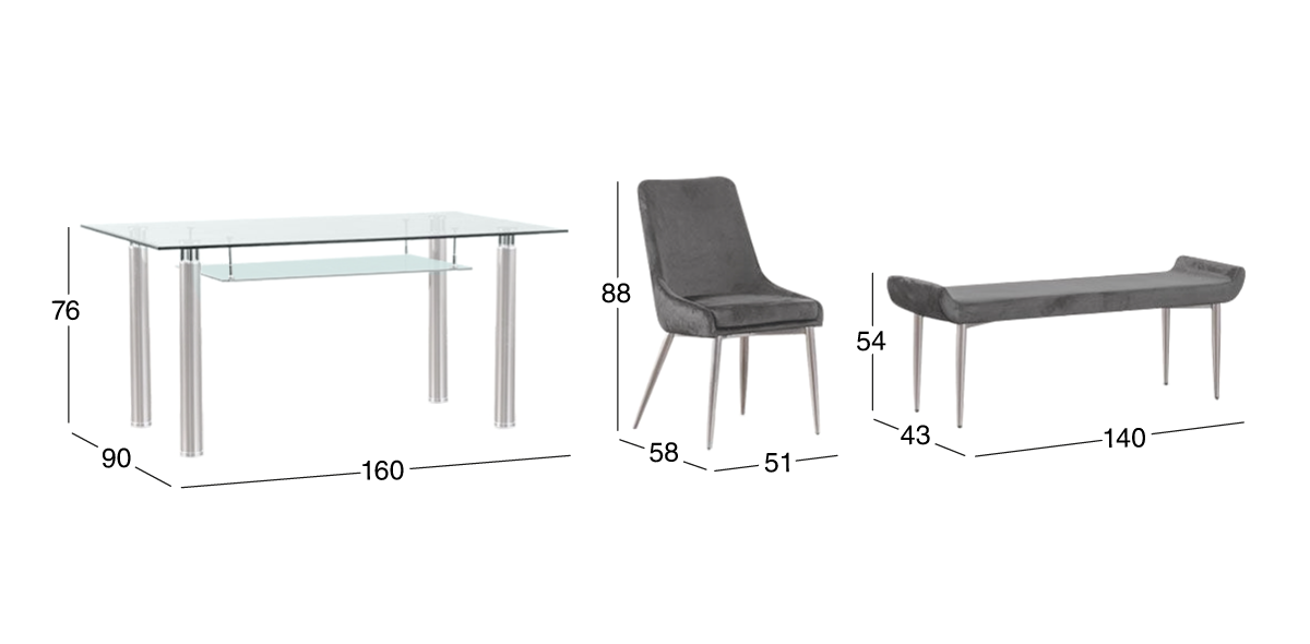 Comedor de Cristal Enkel Gris 6 Piezas