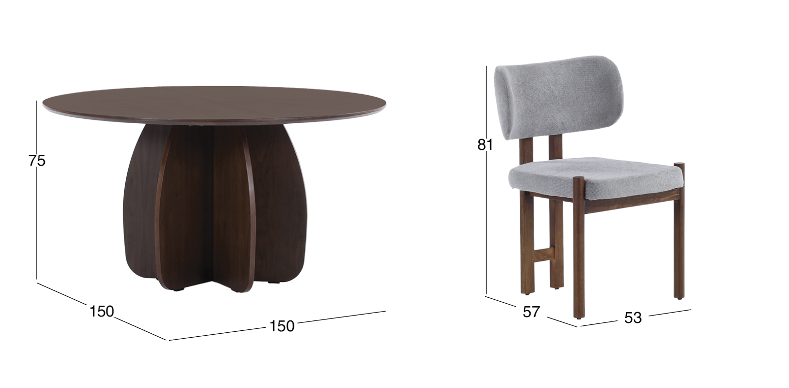 Comedor Altea con 4 Sillas Gris