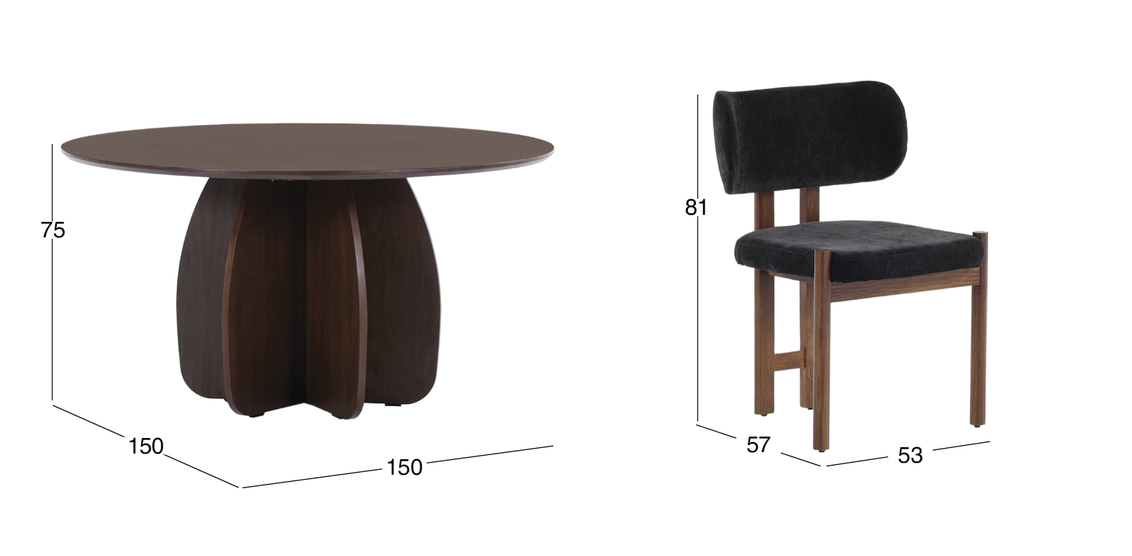 Comedor Altea con 4 Sillas Negro