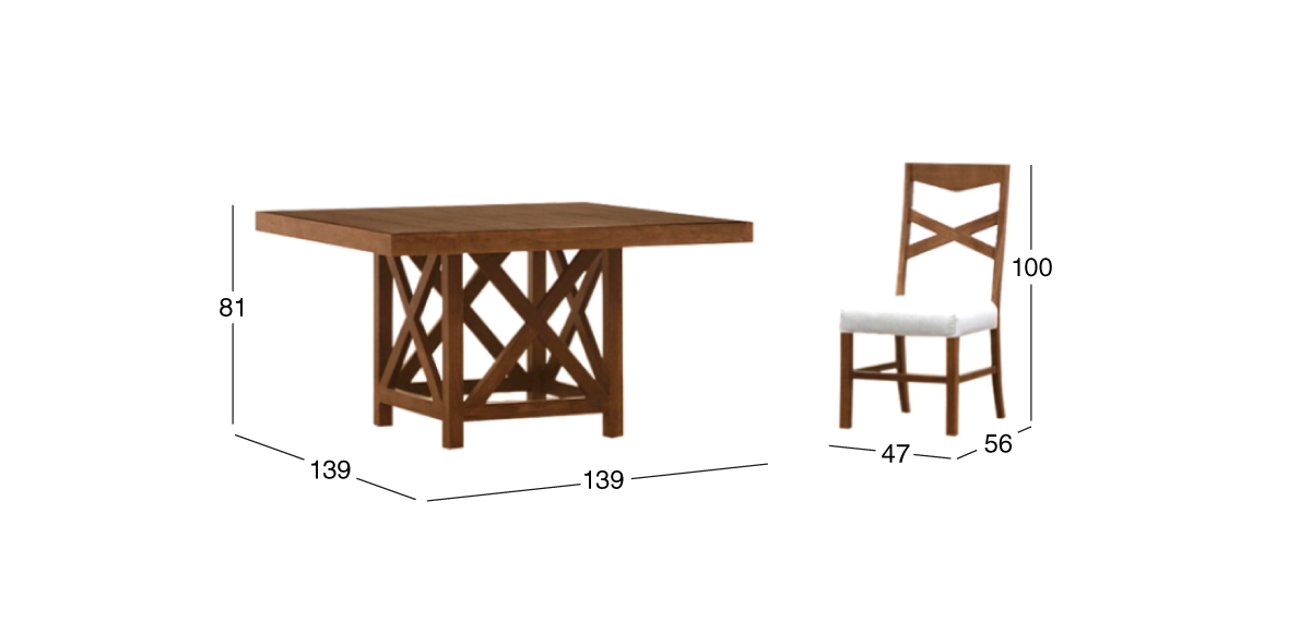 Comedor Mika Café con 4 Sillas Beige