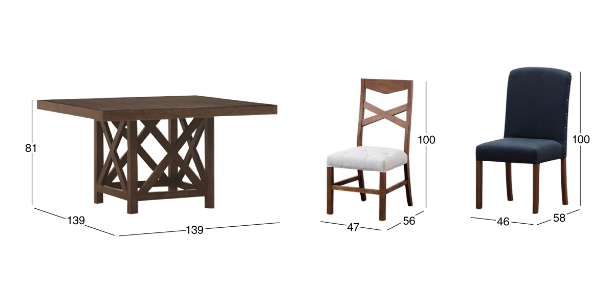 Comedor Mika con 4 Sillas Beige y 4 Sillas Azul Tapizadas