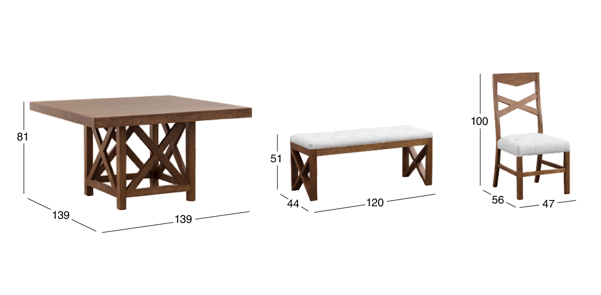 Comedor Mika 4 Sillas y Banca Beige