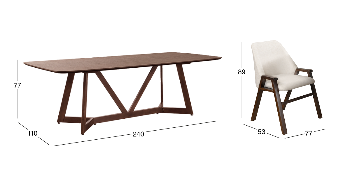 Comedor Valenza con 6 Sillas Beige