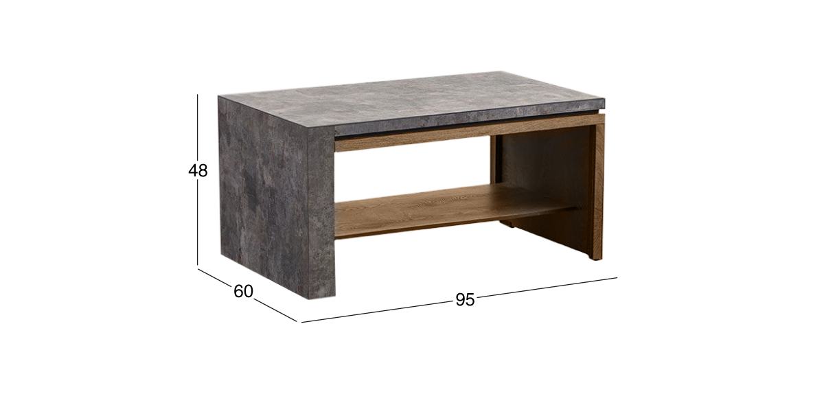 Mesa de Centro Rectangular Stone Gris