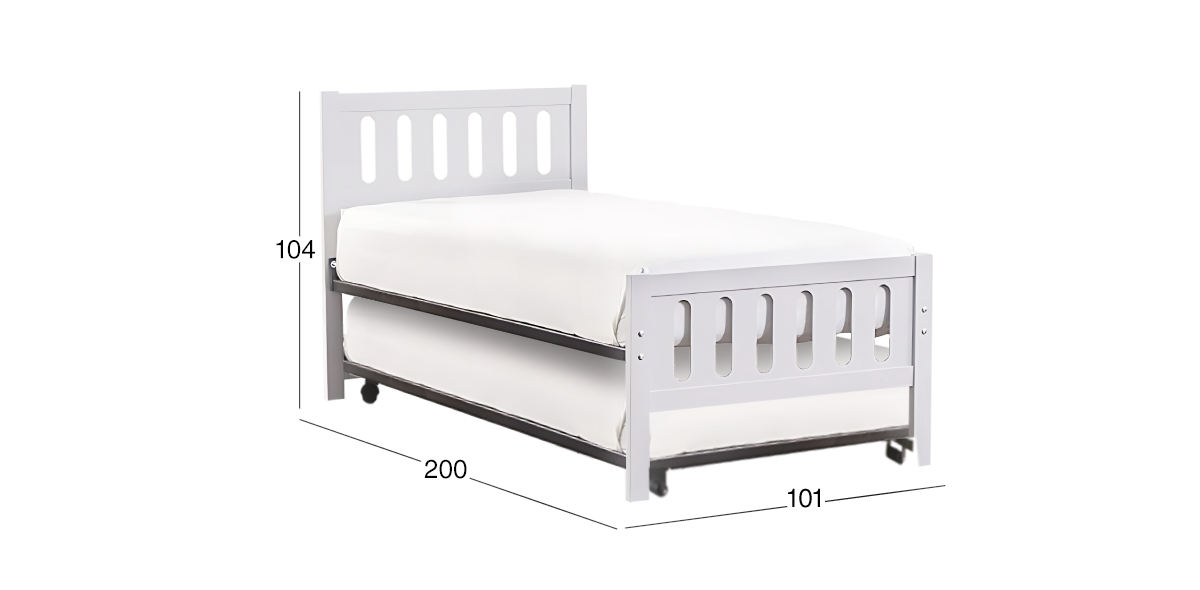 Cama Individual Elena Blanco con Cama Baja Alondra