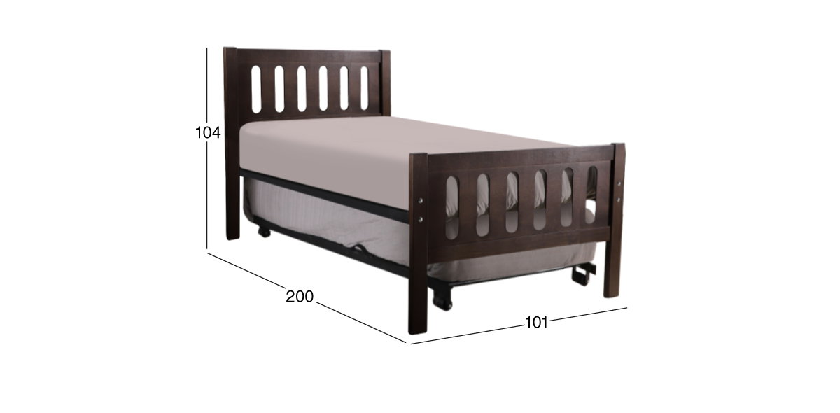 Cama Individual Elena Café con Cama Baja Alondra