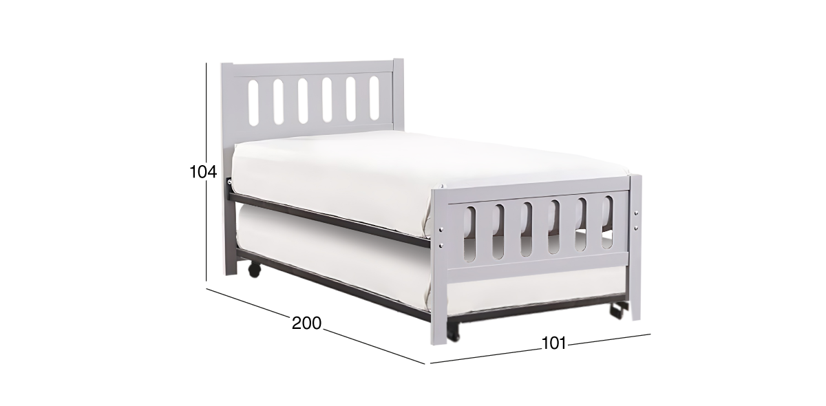 Cama Individual Elena Gris con Cama Baja Alondra