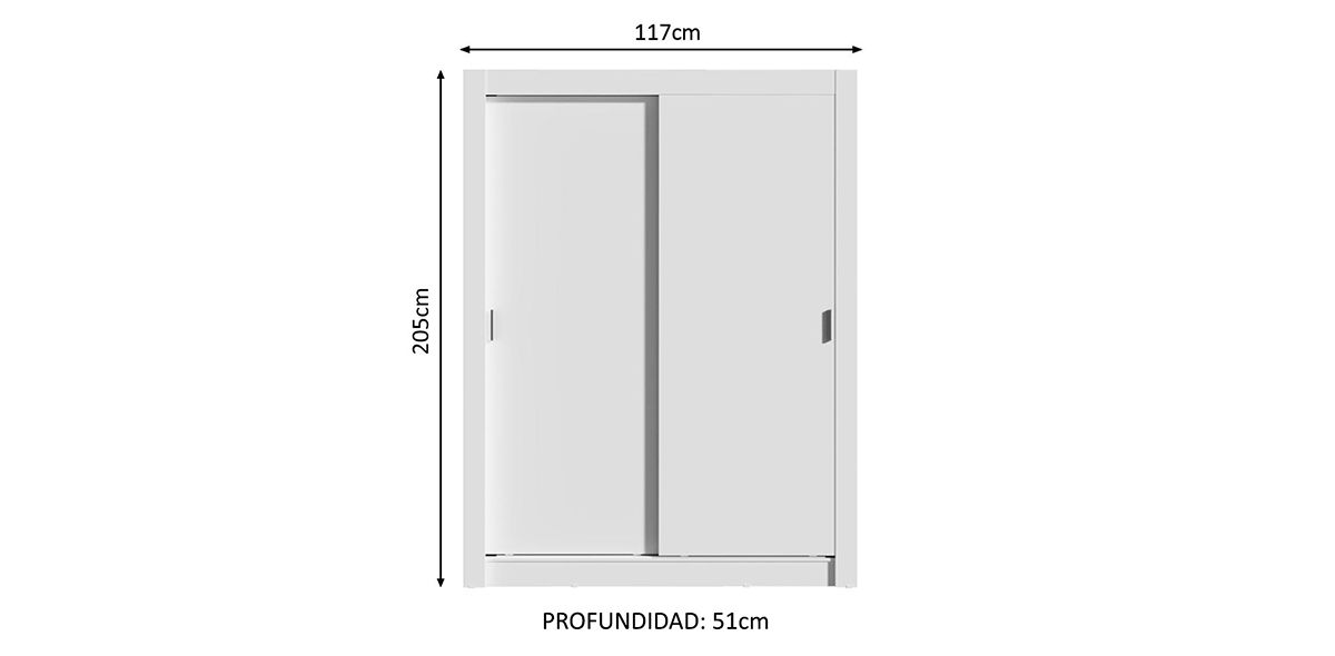Clóset Ropero Denver Blanco de 2 Puertas | Armario Organizador