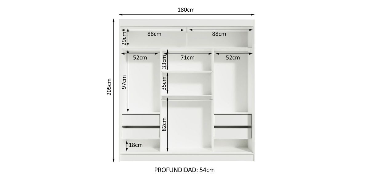  Clóset Ropero Reno Blanco con Espejo | Armario Organizador
