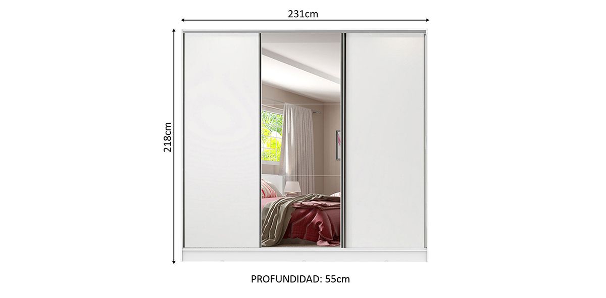  Clóset Ropero Royale Blanco con Espejo | Armario Organizador