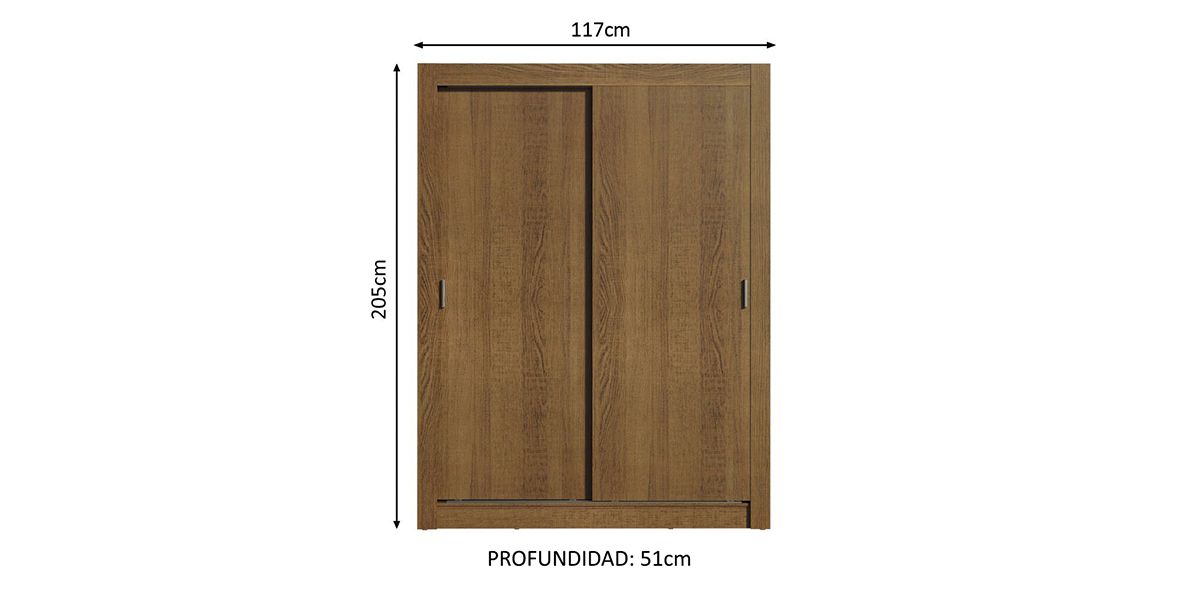 Clóset Ropero 117 cm Dulce Café de 2 Puertas | Armario Organizador
