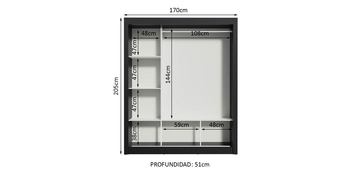 Clóset Ropero Monaco Café de 3 Puertas | Armario Organizador