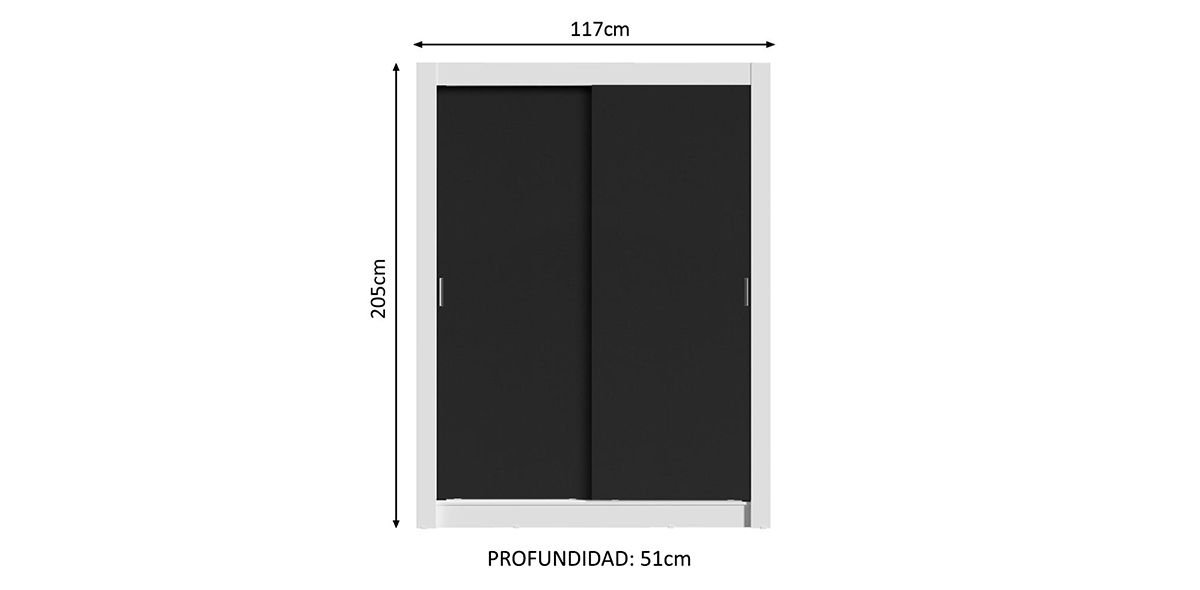 Clóset Ropero Denmark Negro con 2 Puertas| Armario Organizador