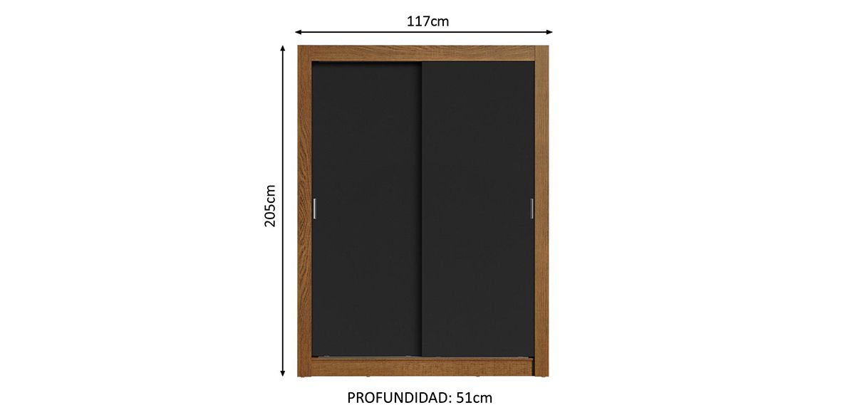 Clóset Ropero Denver Negro de 2 Puertas | Armario Organizador