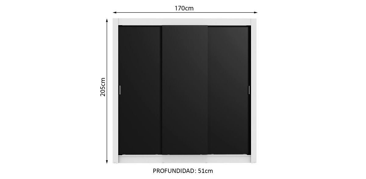 Clóset Ropero Lyon Negro de 3 Puertas | Armario Organizador