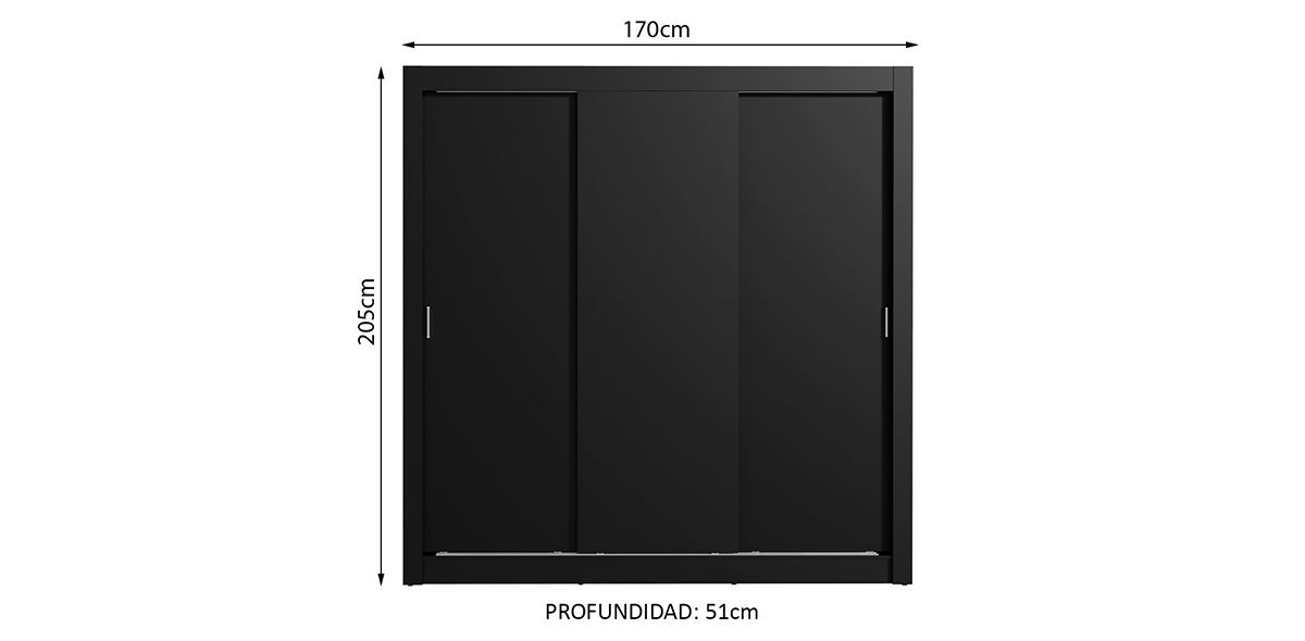 Clóset Ropero Monaco Negro de 3 Puertas |Armario Organizador