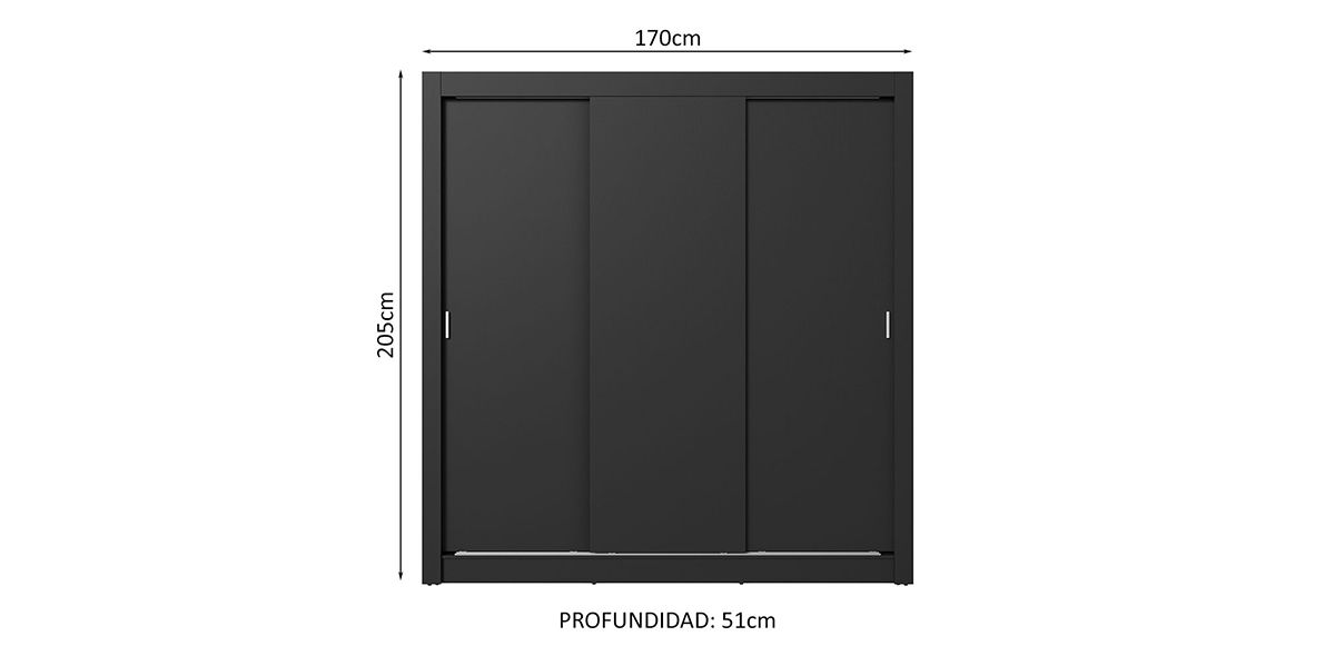 Clóset Ropero 170 cm Noelle Negro | Armario Organizador