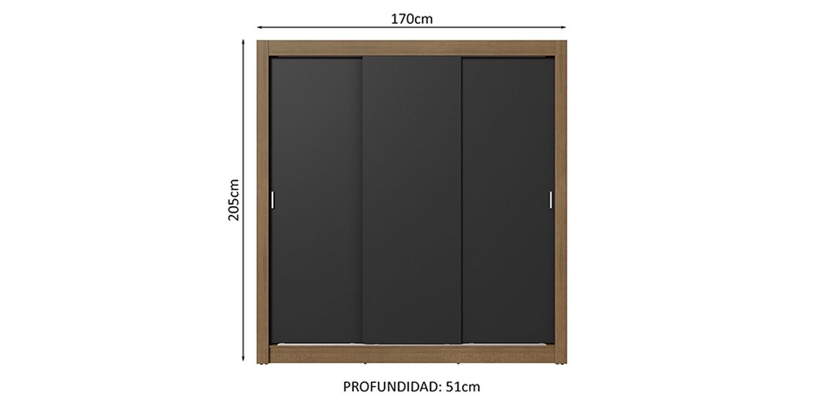 Clóset Ropero Sublime Negro de 3 Puertas | Armario Organizador