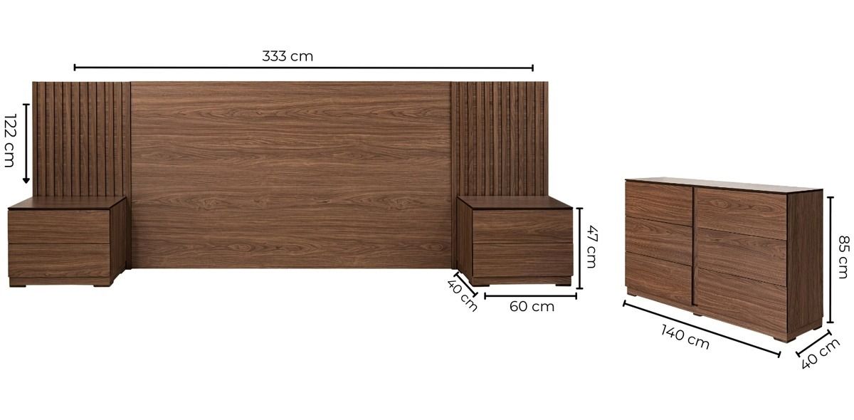 Recámara King Size Zelika Nogal 4 Piezas