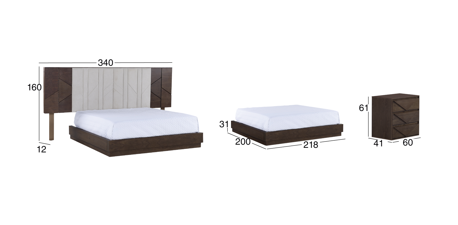 Recámara Kign Size Albah Café Base de Cama 4 Piezas