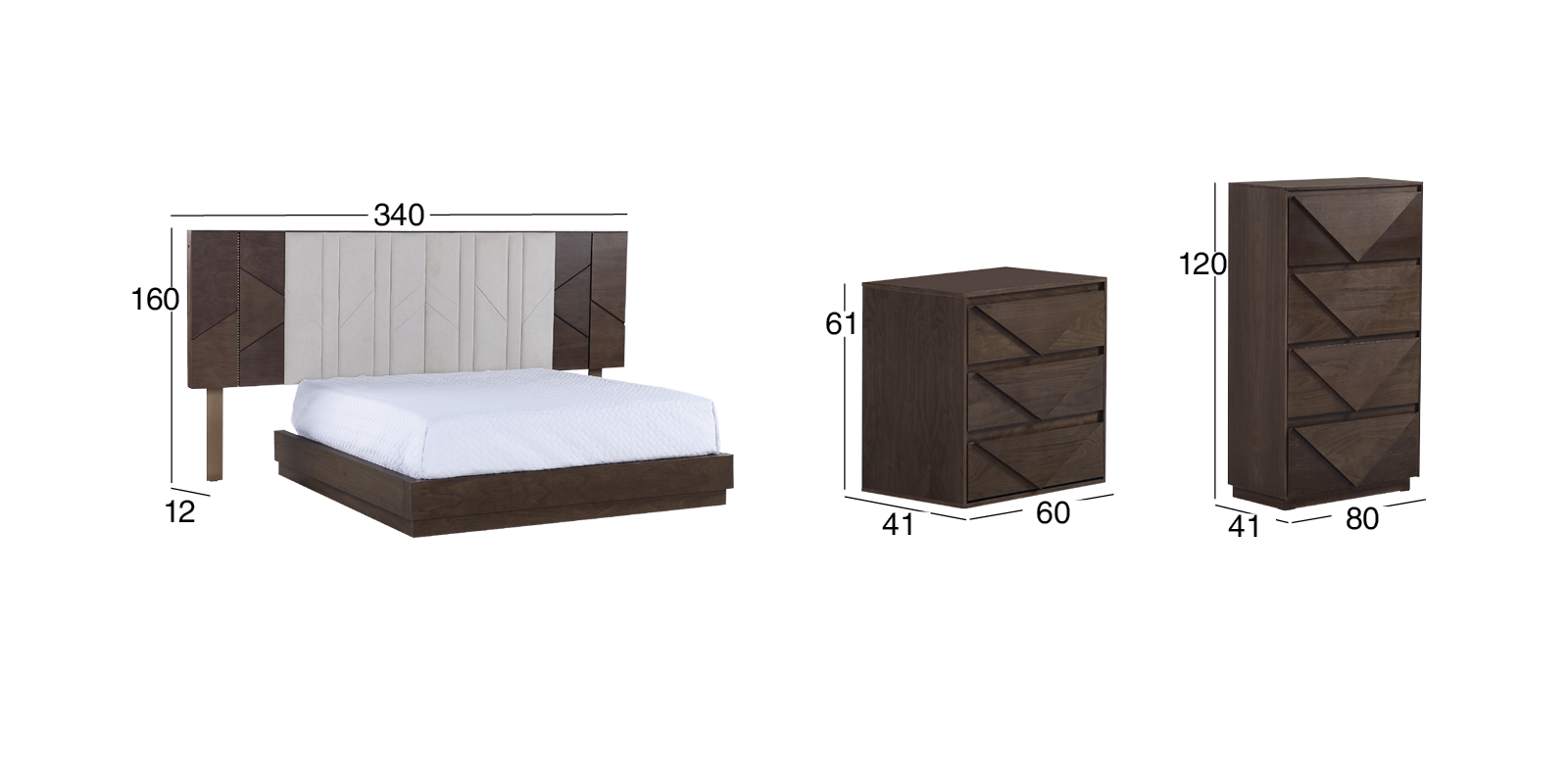 Recámara Kign Size Albah Café 4 Piezas