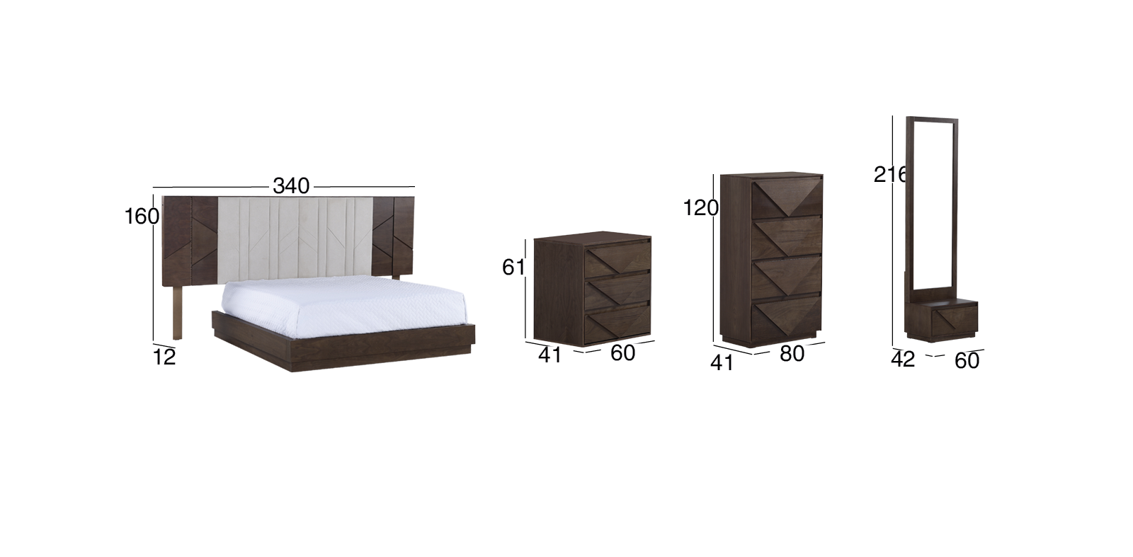 Recámara Kign Size Albah Café 5 Piezas