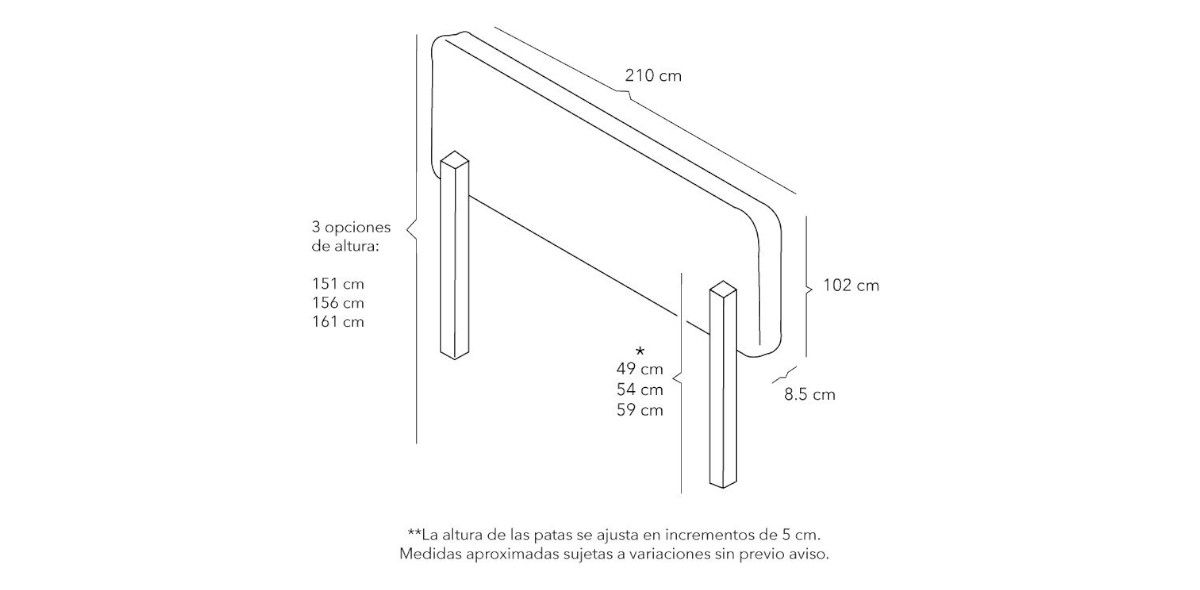 Cabecera King Size Altura Regulable Argos Rosa
