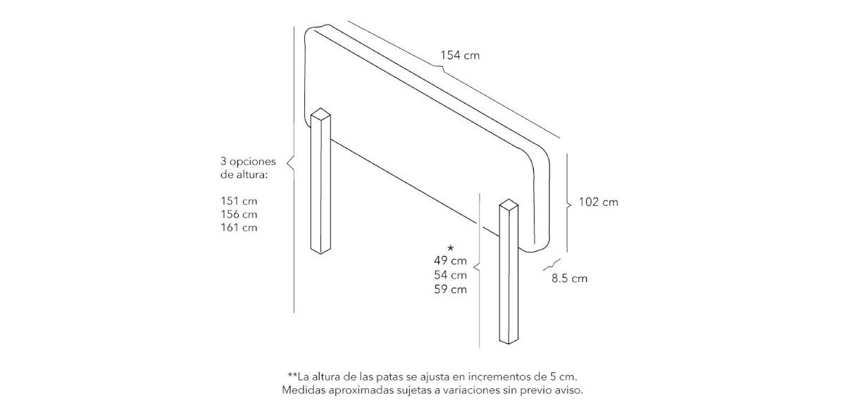 Cabecera Queen Size Altura Regulable Argos Rosa