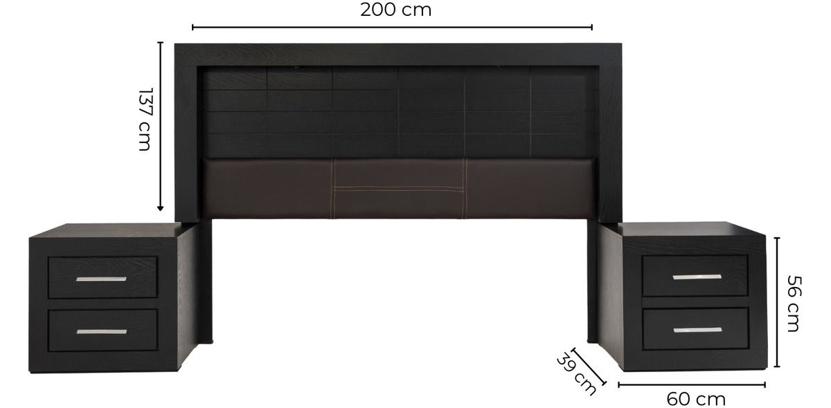 Recámara King Size Anderson Negro 3 Piezas