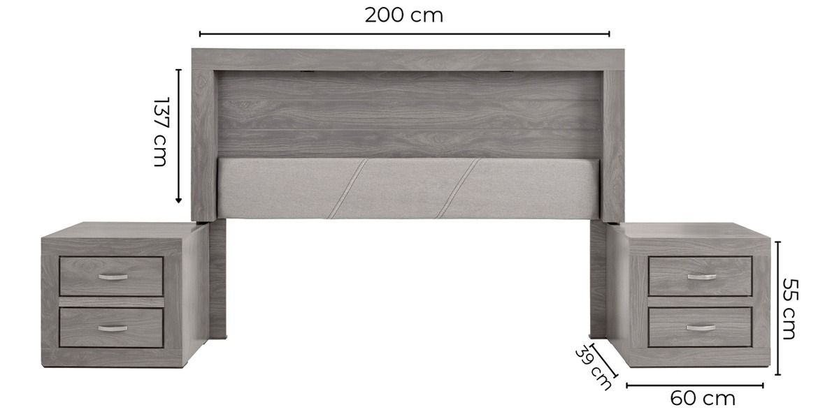 Recámara King Size Viaggio Gris 3 Piezas