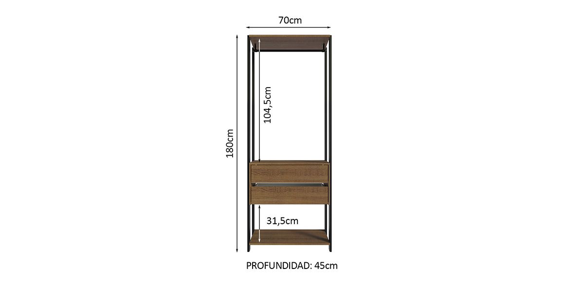 Clóset Ropero Valencia Café de 70 cm | Armario Organizador