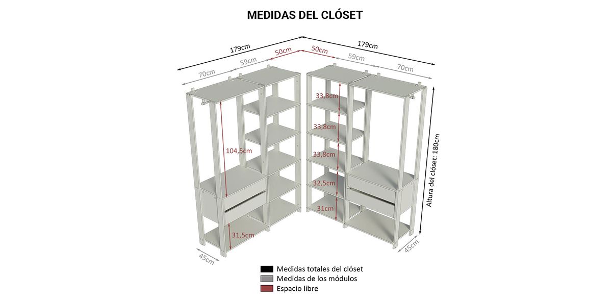 Clóset Ropero 358 cm Valencia Café | Armario Organizador